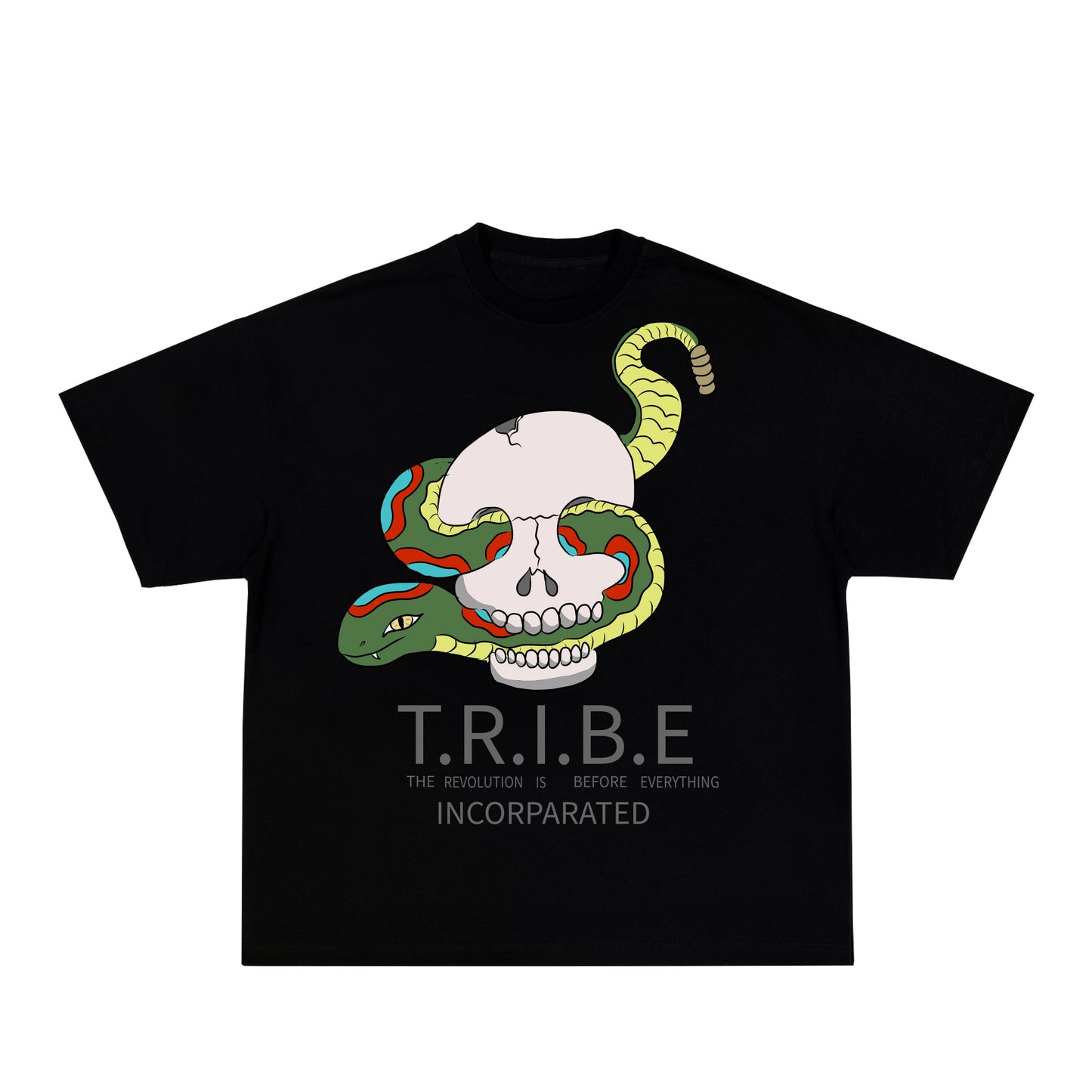 T.R.I.B.E snake n skull tee black