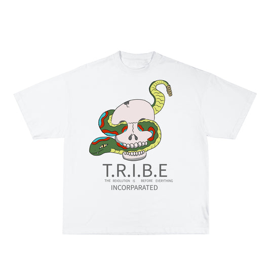 T.R.I.B.E snake n skull tee white